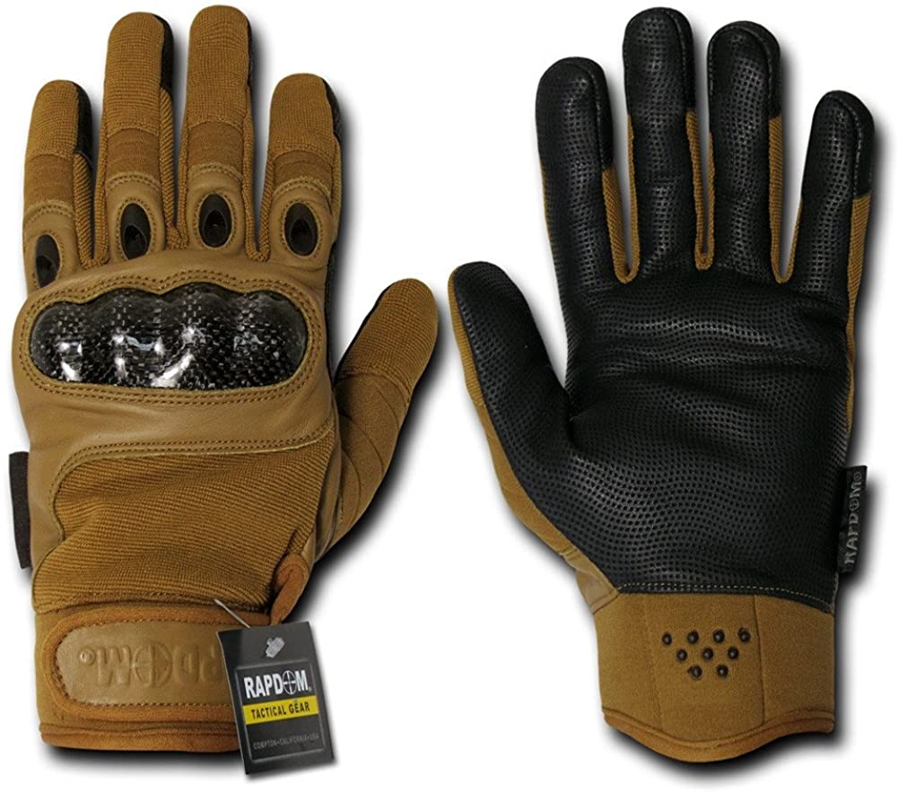 Carbon Fiber Hard Knuckle Premium Leather Glove Coyote