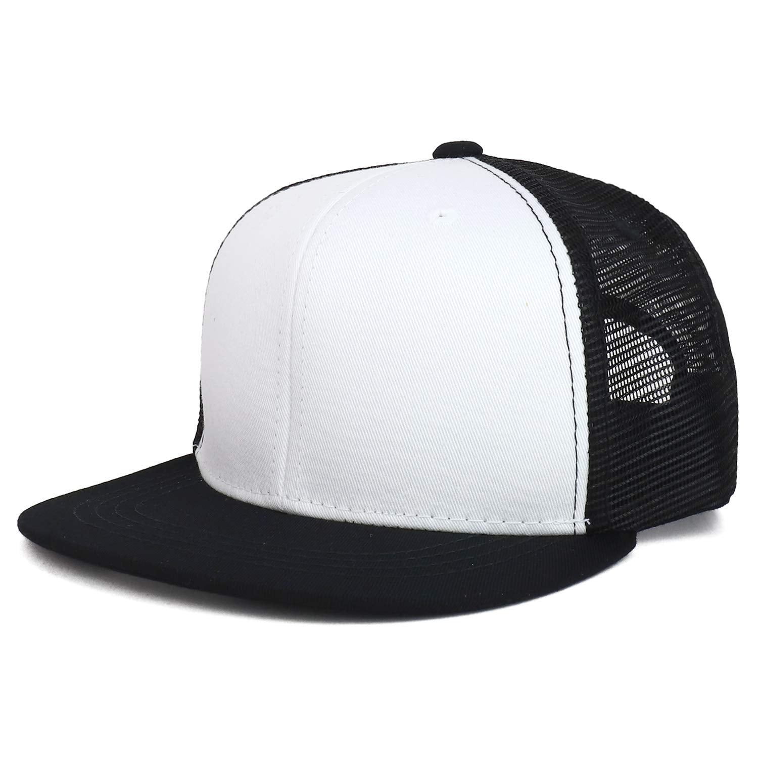 Youth Stylish Flat Bill Structured Mesh Back Snapback Trucker Cap