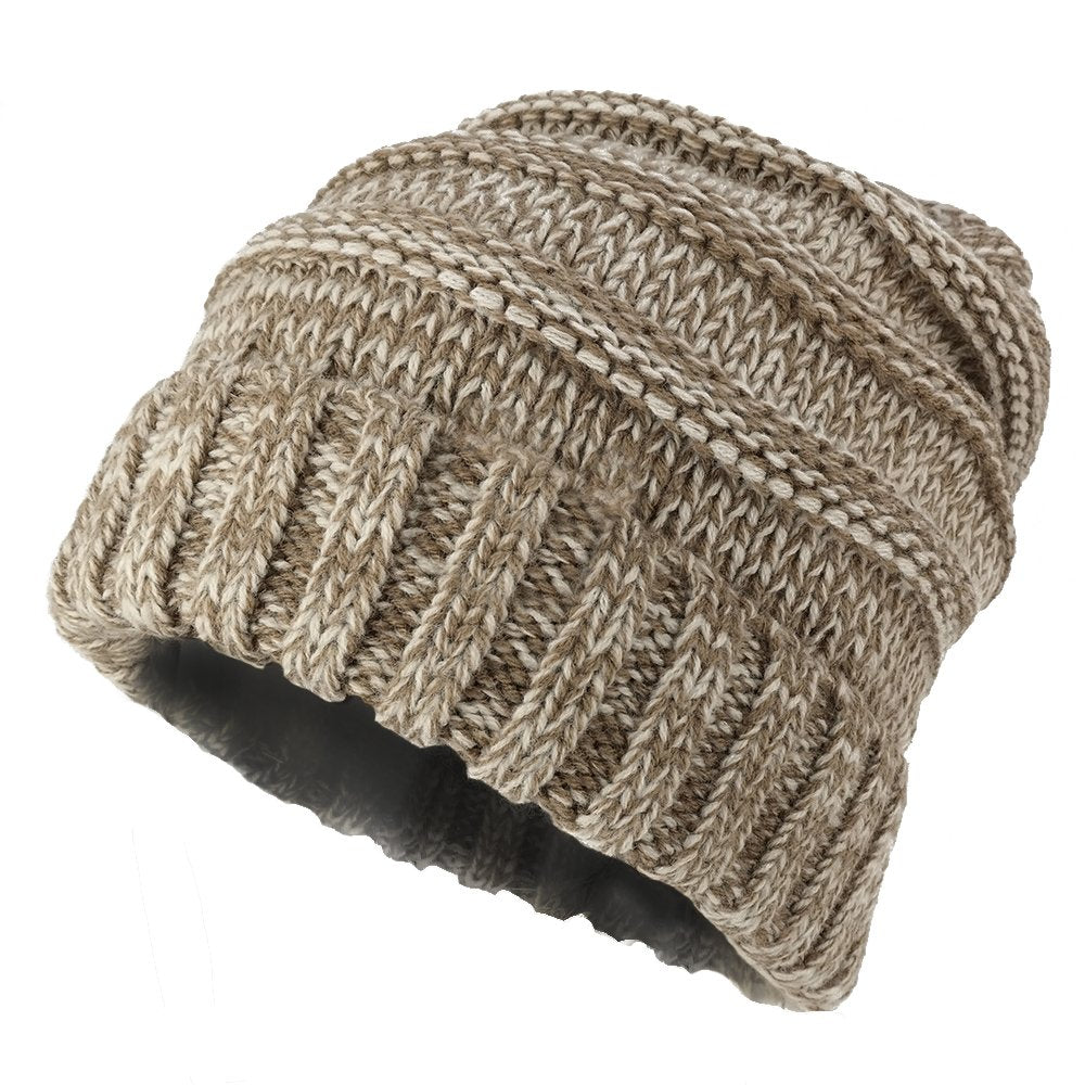 Armycrew Ladies Two Tone Oversized Cable Knit Beanie Hat