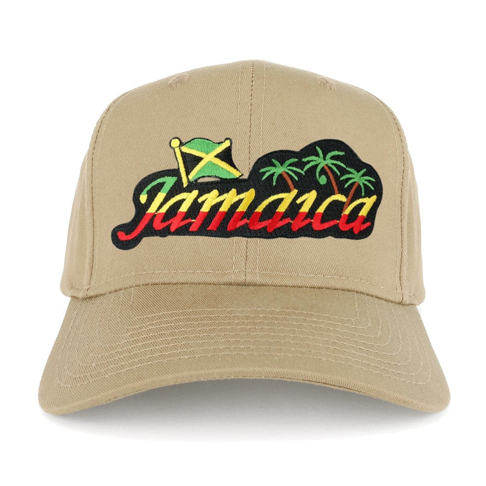 RGY Rasta Jamaica Text Island Palm Tree Iron on Patch Ajustable Baseball Cap