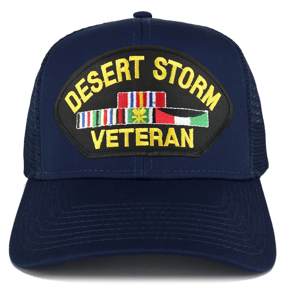 Armycrew Desert Storm Veteran Embroidered Patch Snapback Mesh Trucker Cap