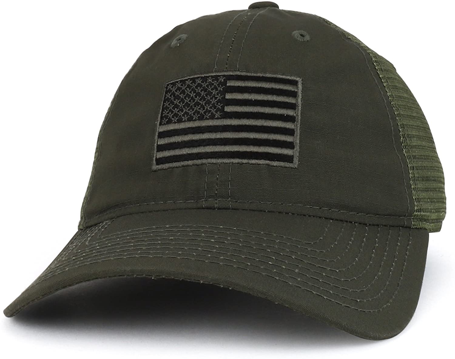 Armycrew USA Flag Patch Embroidered Ripstop Trucker Mesh Back Cap