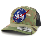 Armycrew NASA Insignia Patch Camouflage Structured Trucker Mesh Baseball Cap