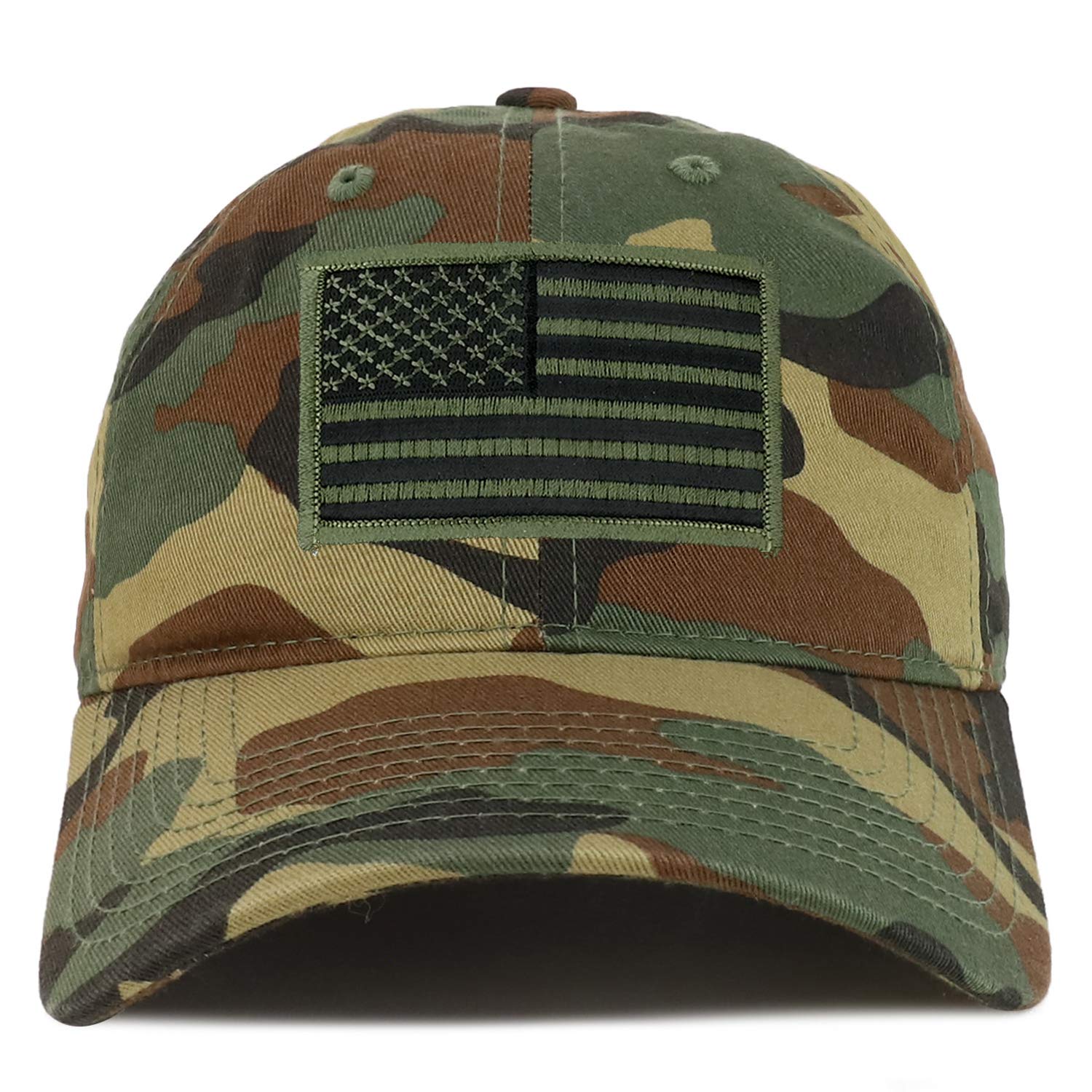 Armycrew Black Olive American Flag Embroidered Patch Camo Soft Crown Baseball Cap