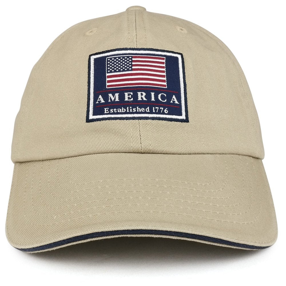 America Established 1776 Embroidered Cotton Washed Twill Baseball Cap