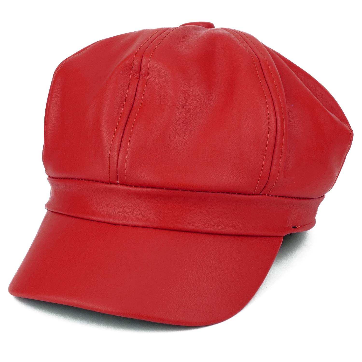 Armycrew Plain PU Vegan Leather Newsboy Cap