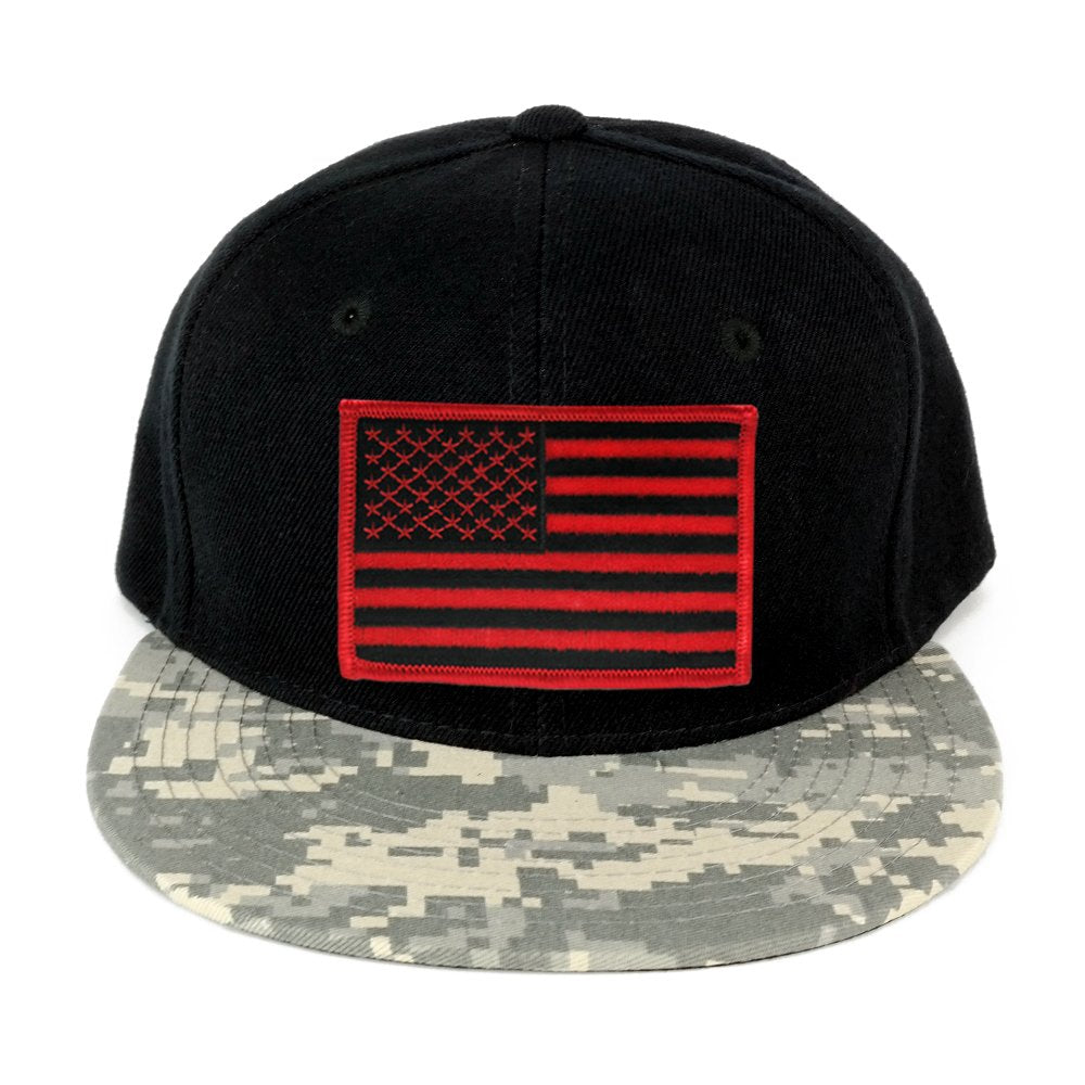 USA American Flag Embroidered Iron on Patch Camo Bill Snapback Cap - ACU