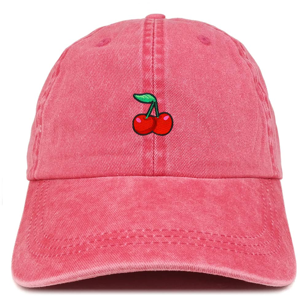 Armycrew Cherry Embroidered Patch Unstructured Cotton Washed Baseball Cap