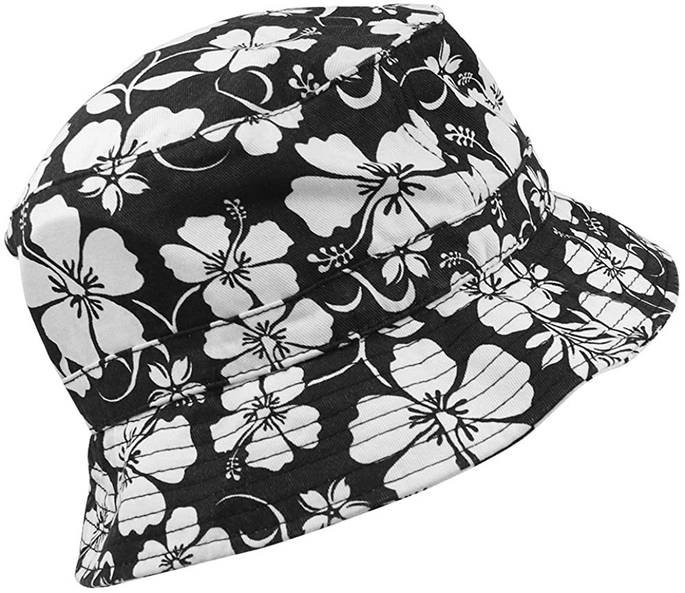 Armycrew Hibiscus Hawaiian Tropical Floral Foldable Fisherman's Bucket Hat