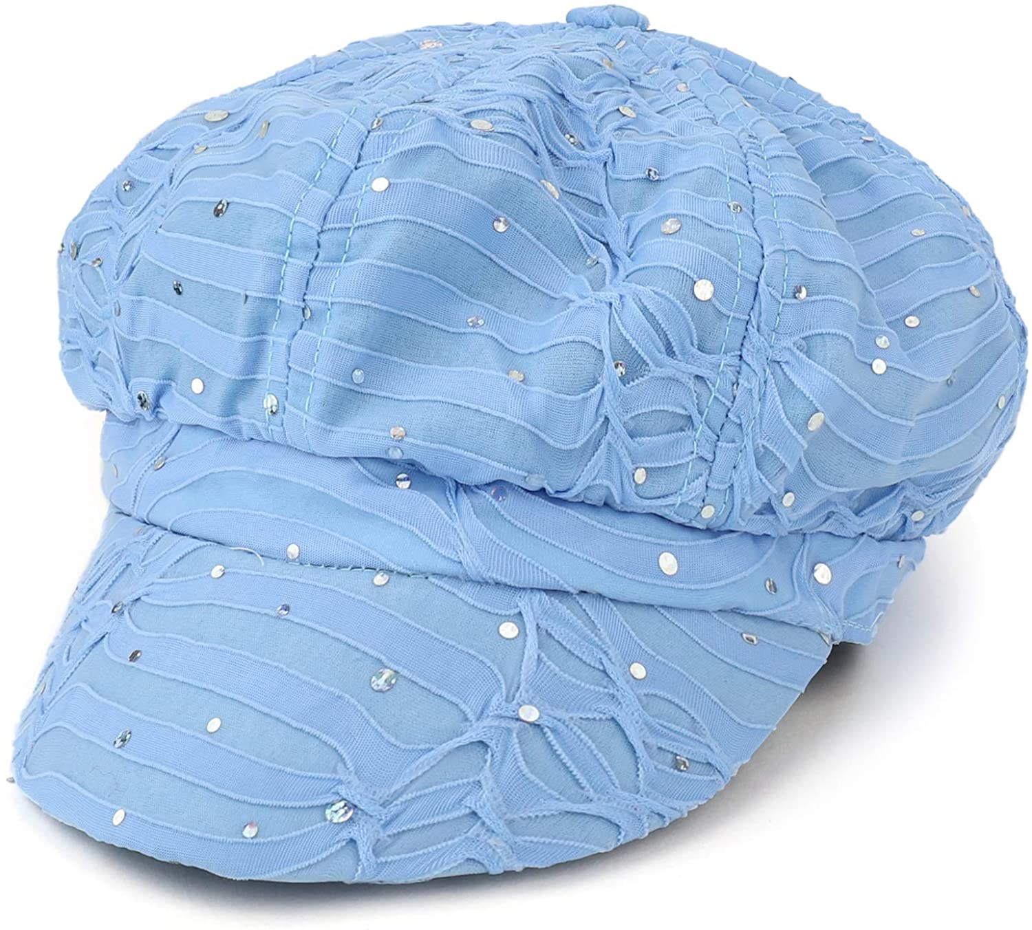 Armycrew Elastic Band Sparkle Sequin Glitter Newsboy Cap