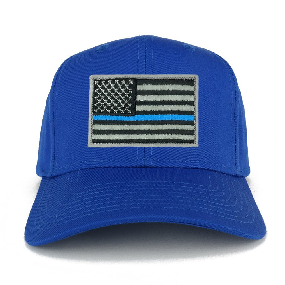 USA American Flag Logo Embroidered Iron On Patch Snap Back Cap - Royal