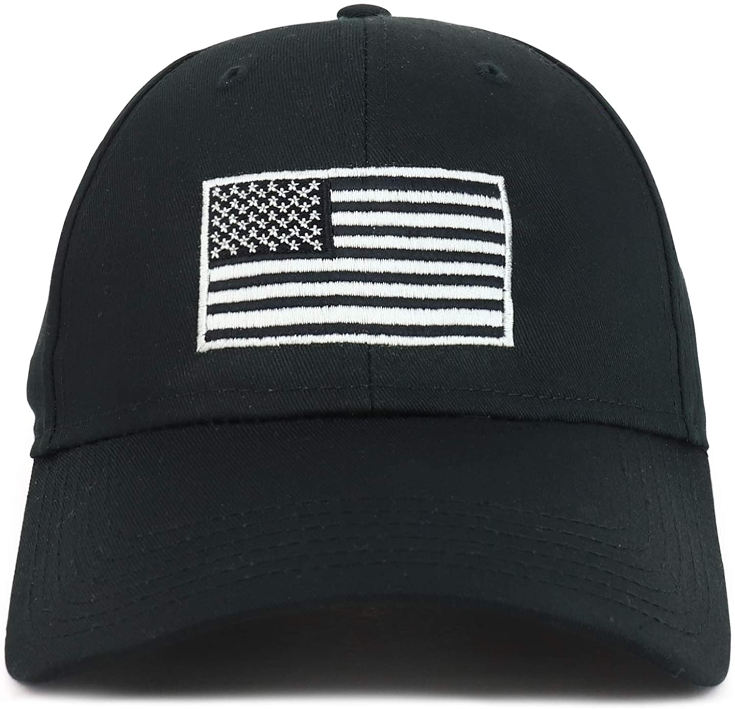 Armycrew Black Grey USA Flag Embroidered Snapback Baseball Cap Fits Upto XXL