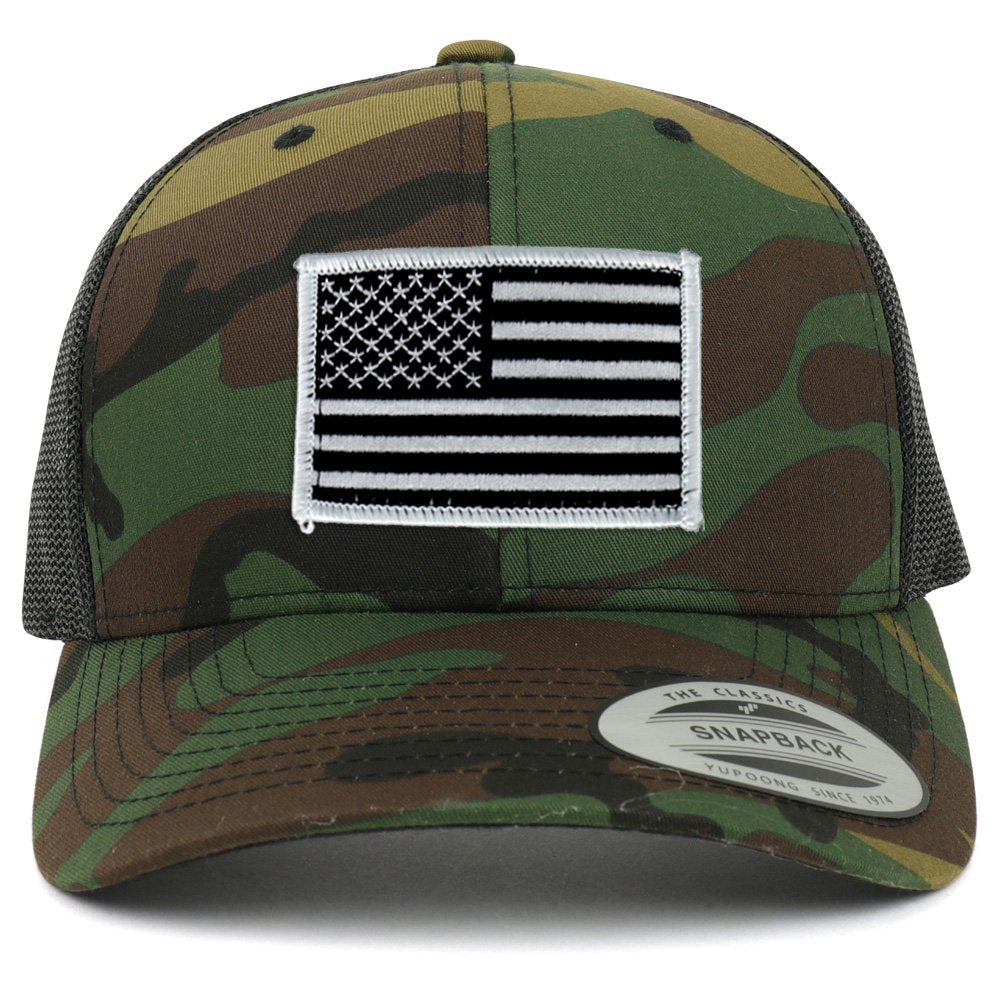 Armycrew American Flag Patch Snapback Trucker Mesh Cap - Camo