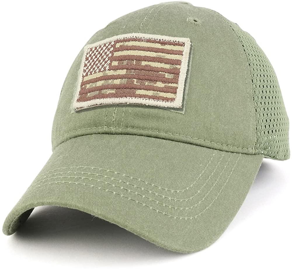 Armycrew USA Desert Digital Flag Tactical Patch Cotton Adjustable Trucker Cap