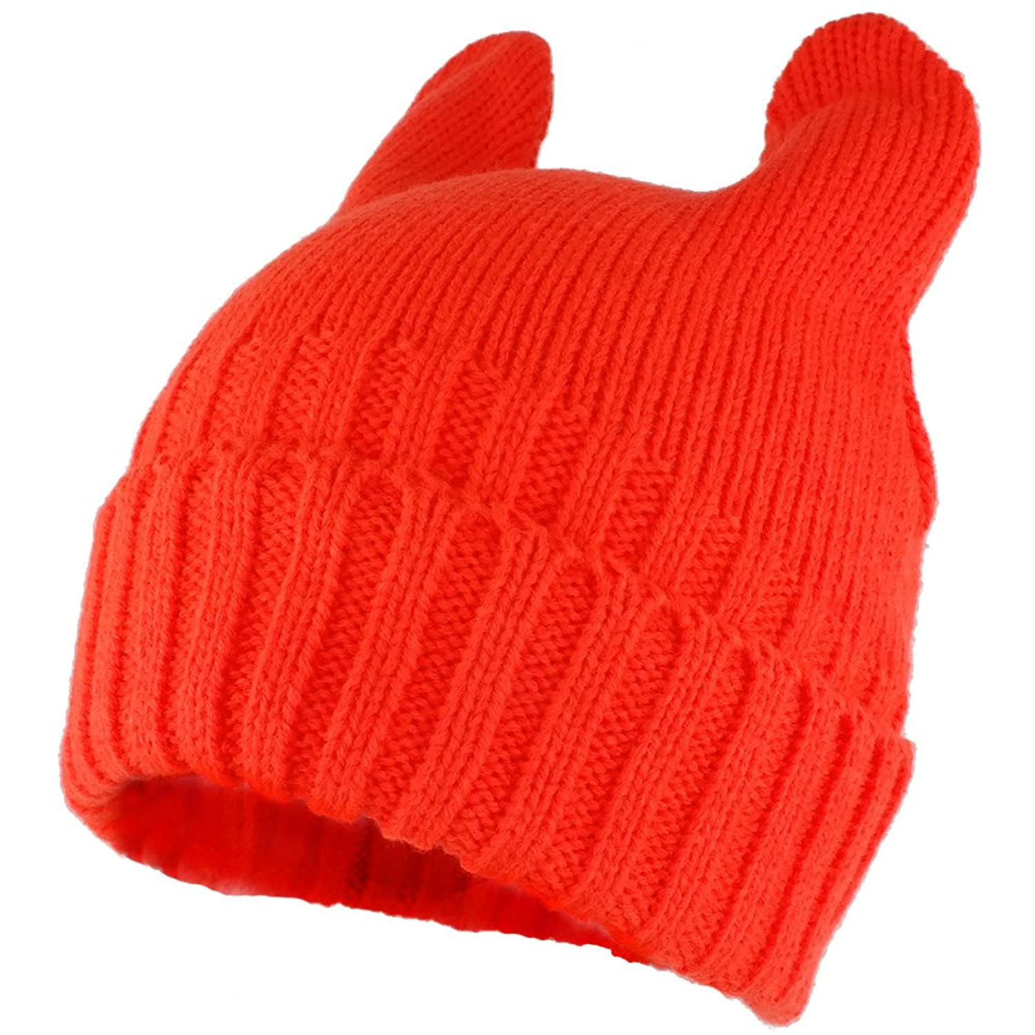PUSSYHAT Warm Embellished Cat Ear Knit Winter Beanie Hat - Beige