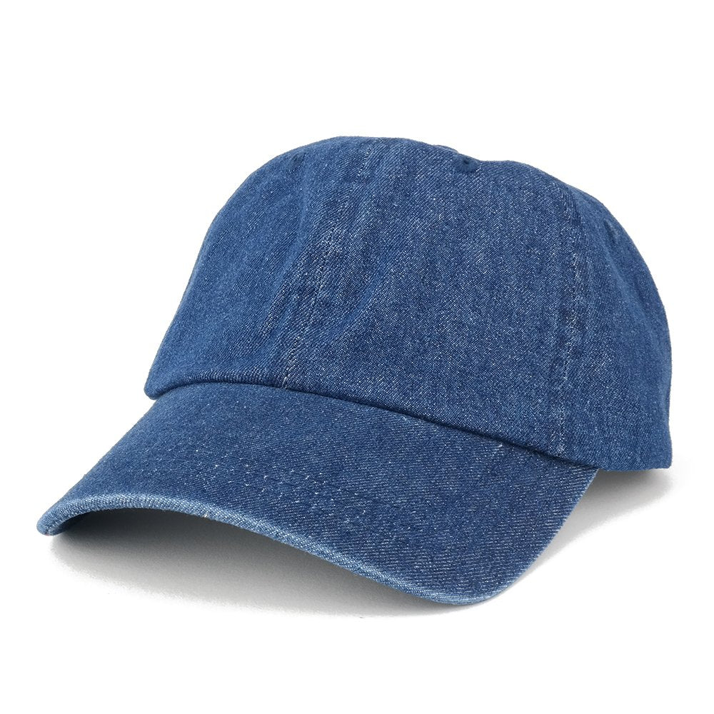 MEG Low Profile Unstructured Denim Garment Washed Baseball Cap (One Size, Light Blue)