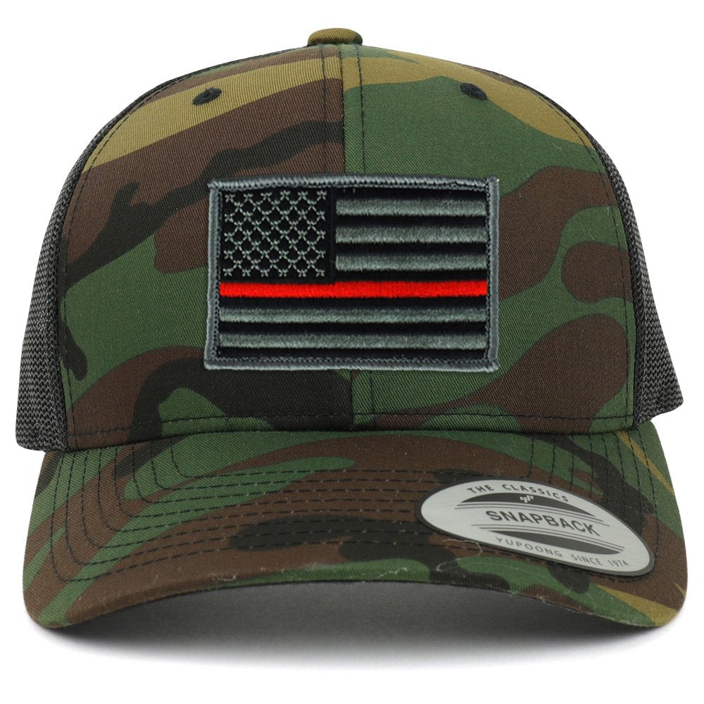 Armycrew American Flag Patch Snapback Trucker Mesh Cap - Camo