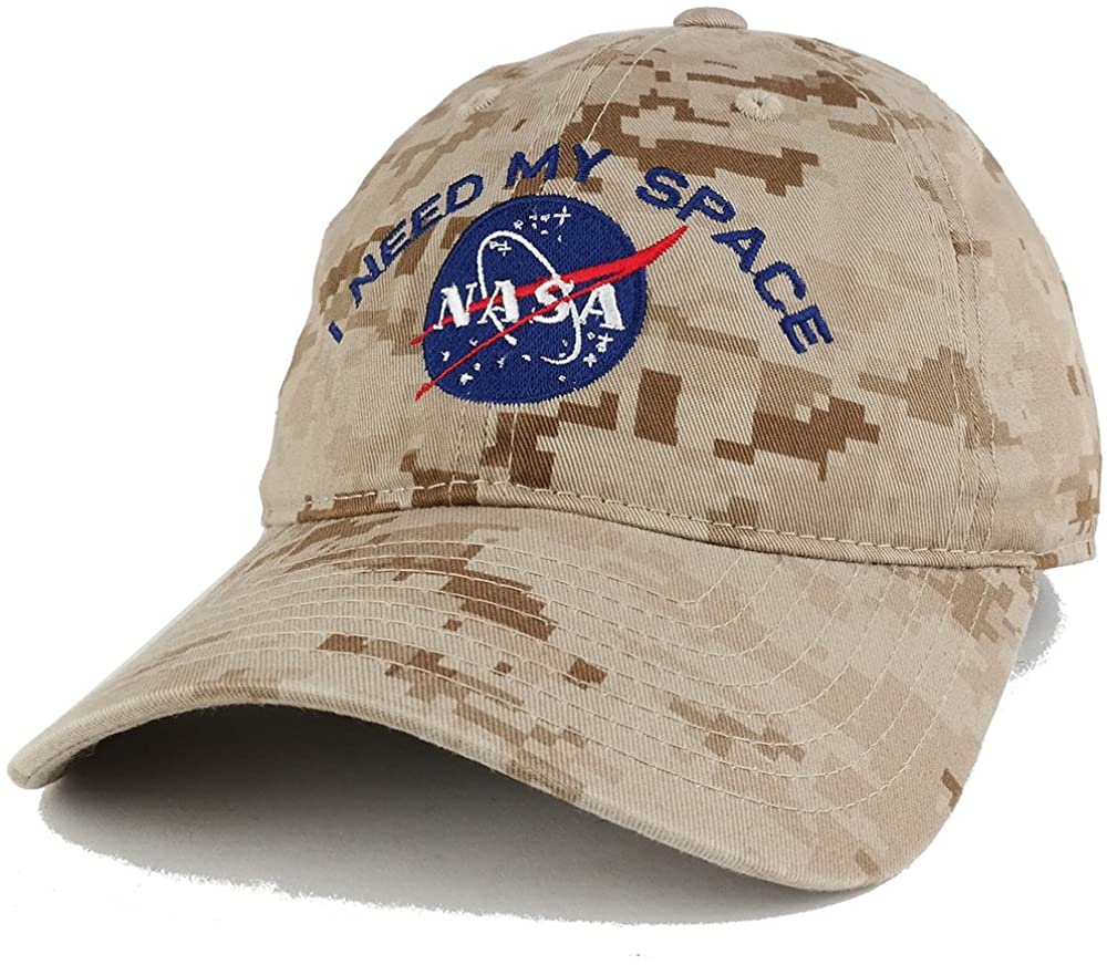 NASA, I Need My Space Embroidered Low Profile Adjustable Camo Cap