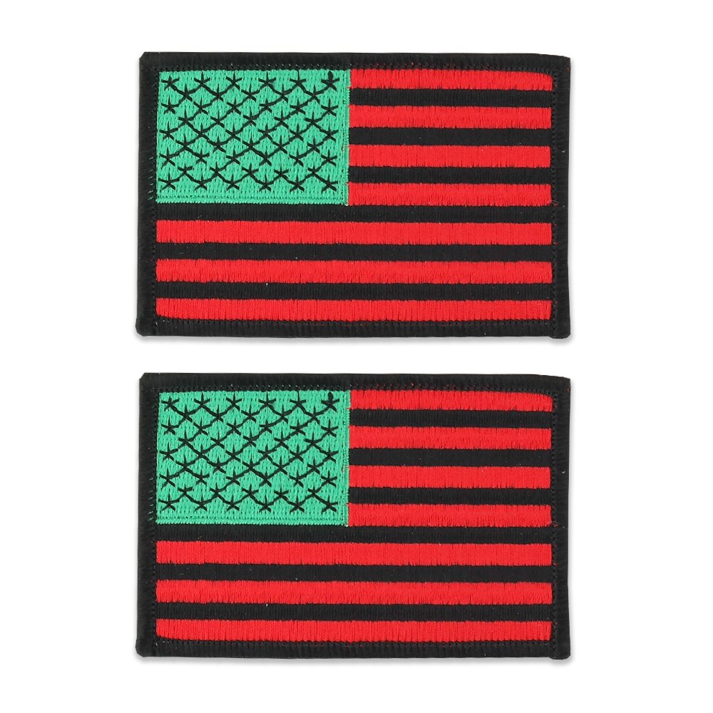 USA American Patriotic Flag Embroidered Iron On Patch 2 Piece Pack