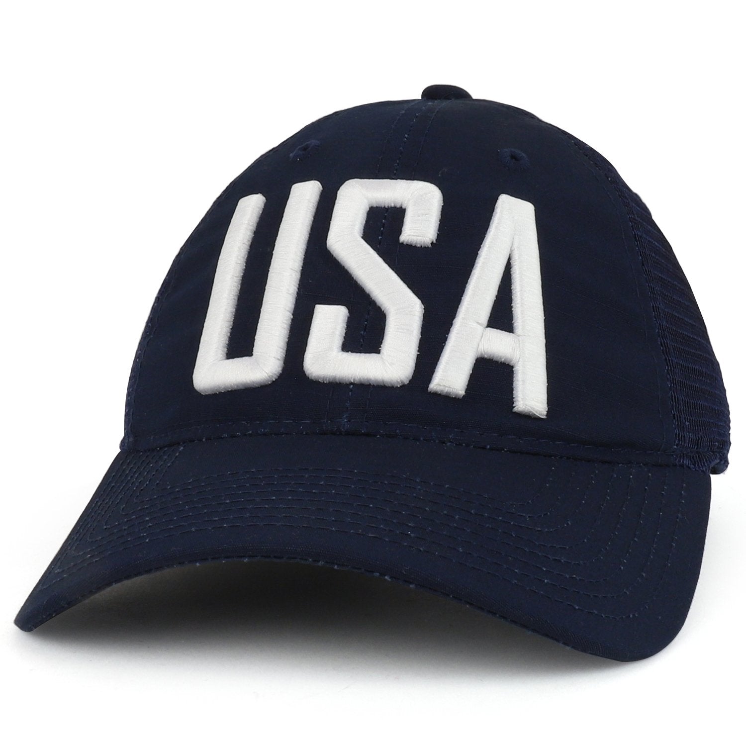 Armycrew USA Text 3D Embroidered Ripstop Trucker Mesh Back Cap - ACU