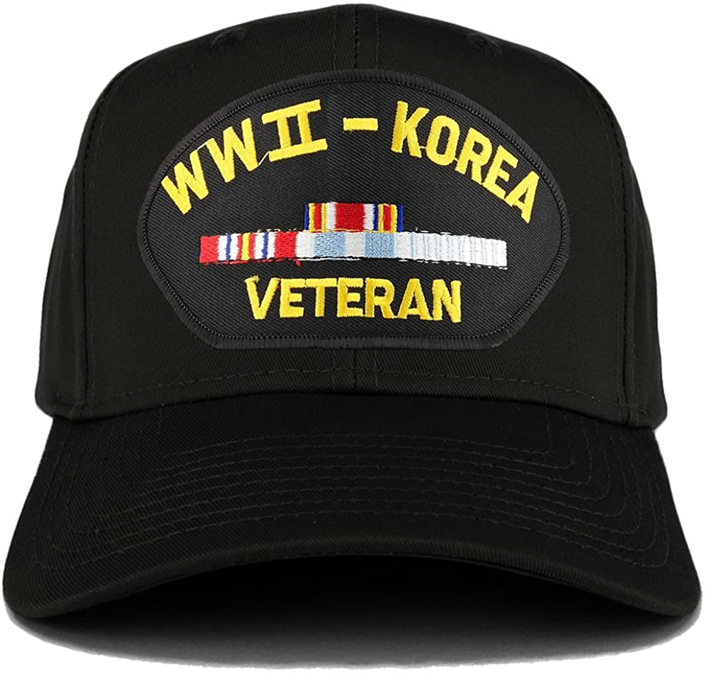 Armycrew XXL Oversize WW2 to Korea Veteran Large Patch Baseball Cap