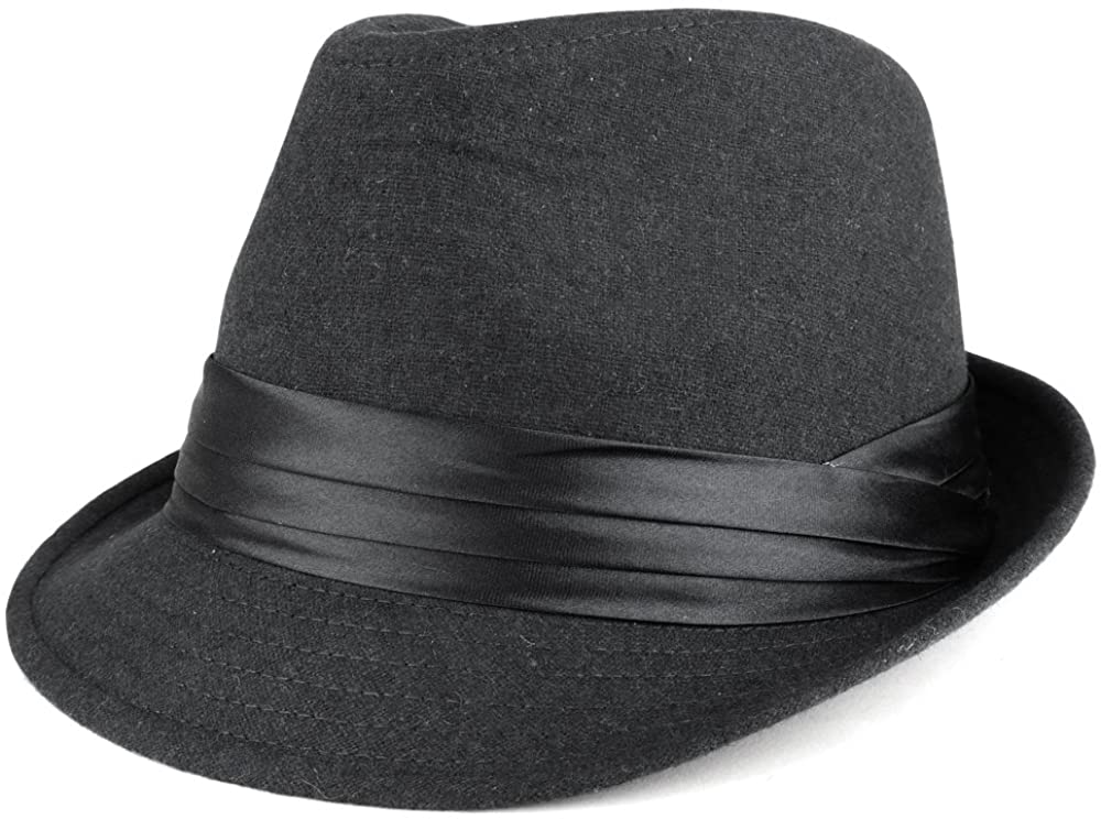 Armycrew Men's Wool Felt Fedora Hat with Satin Hat Band