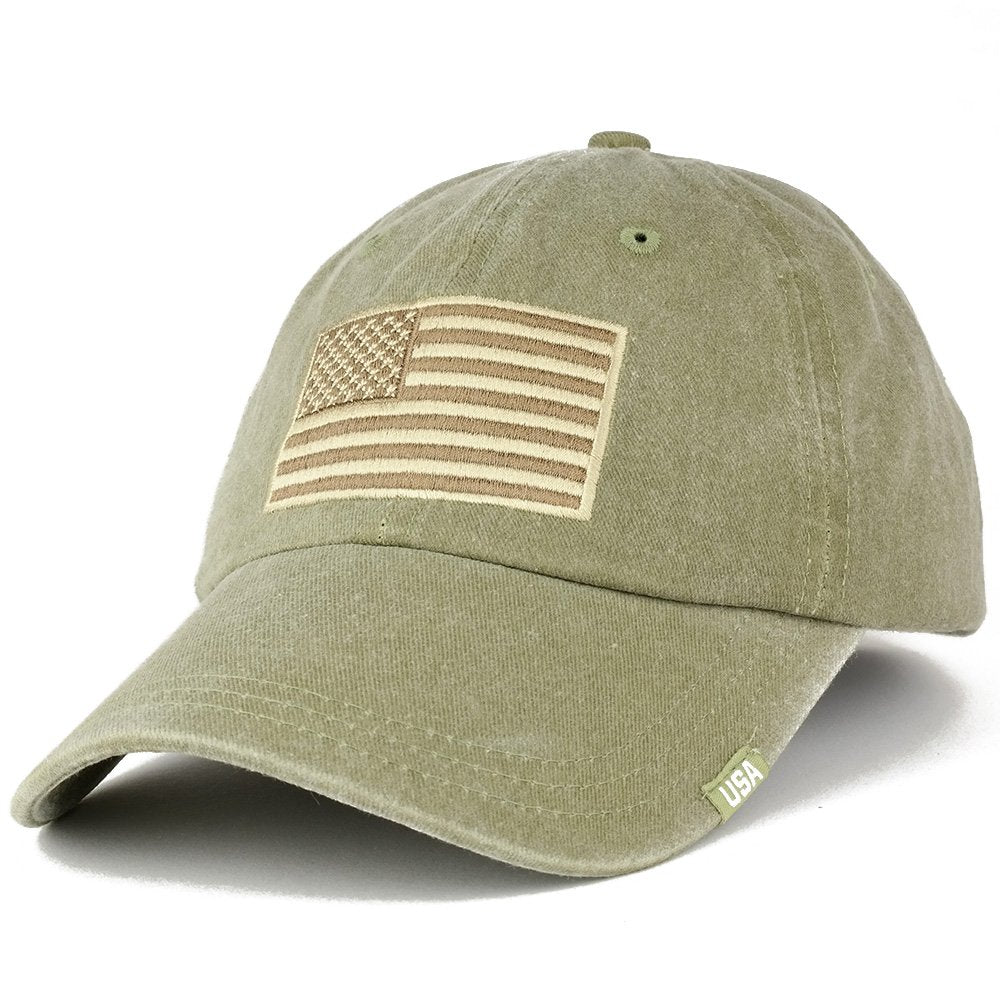 Armycrew USA Flag Embroidered Cotton Washed Low Profile Adustable Cap