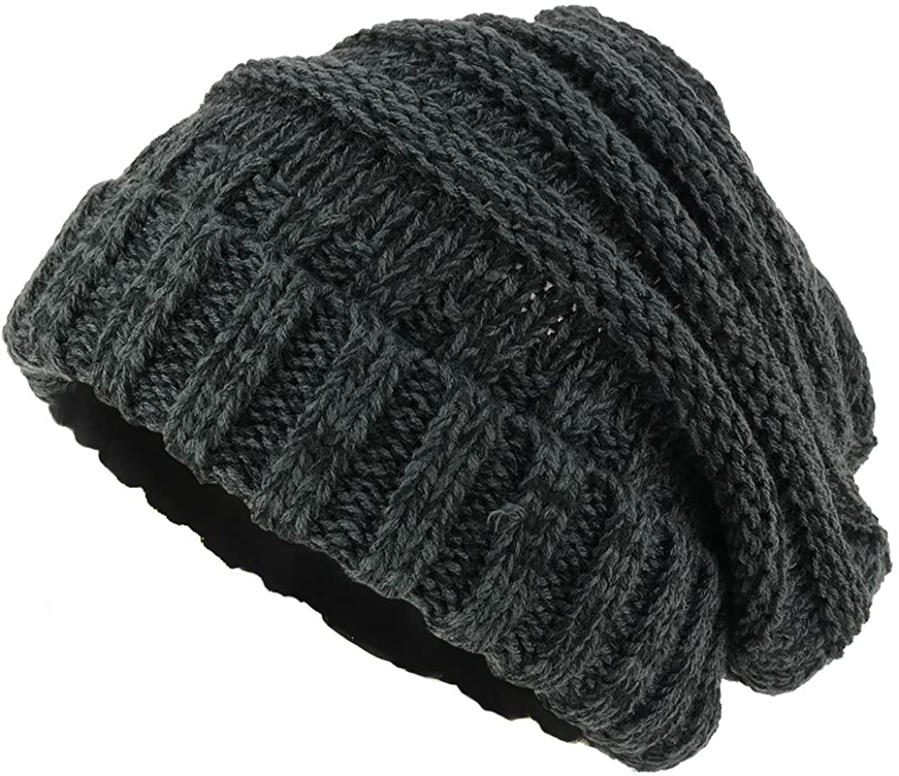 Armycrew Ladies Two Tone Oversized Cable Knit Beanie Hat