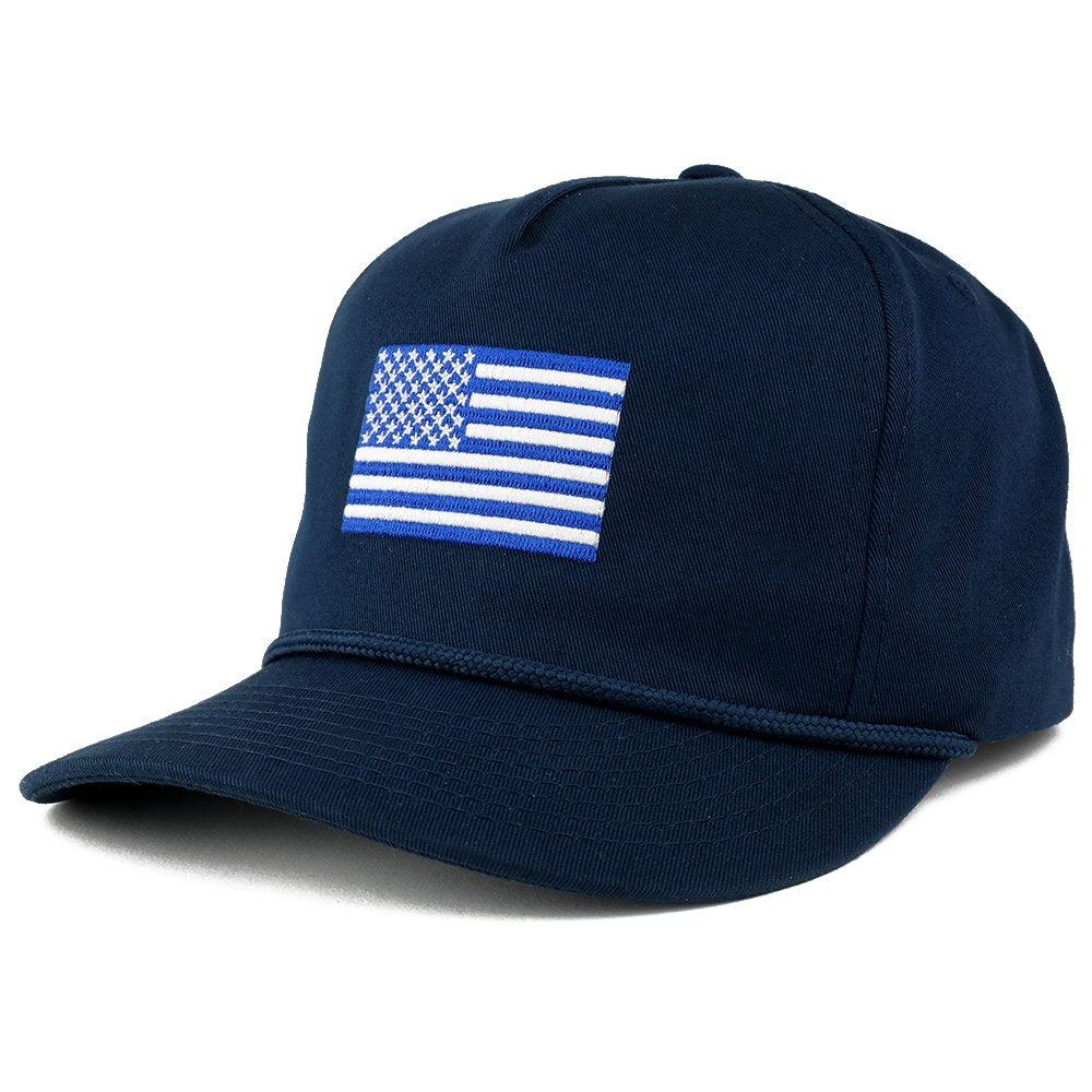 USA Flag Embroidered Braided Snap Adjustable Cap
