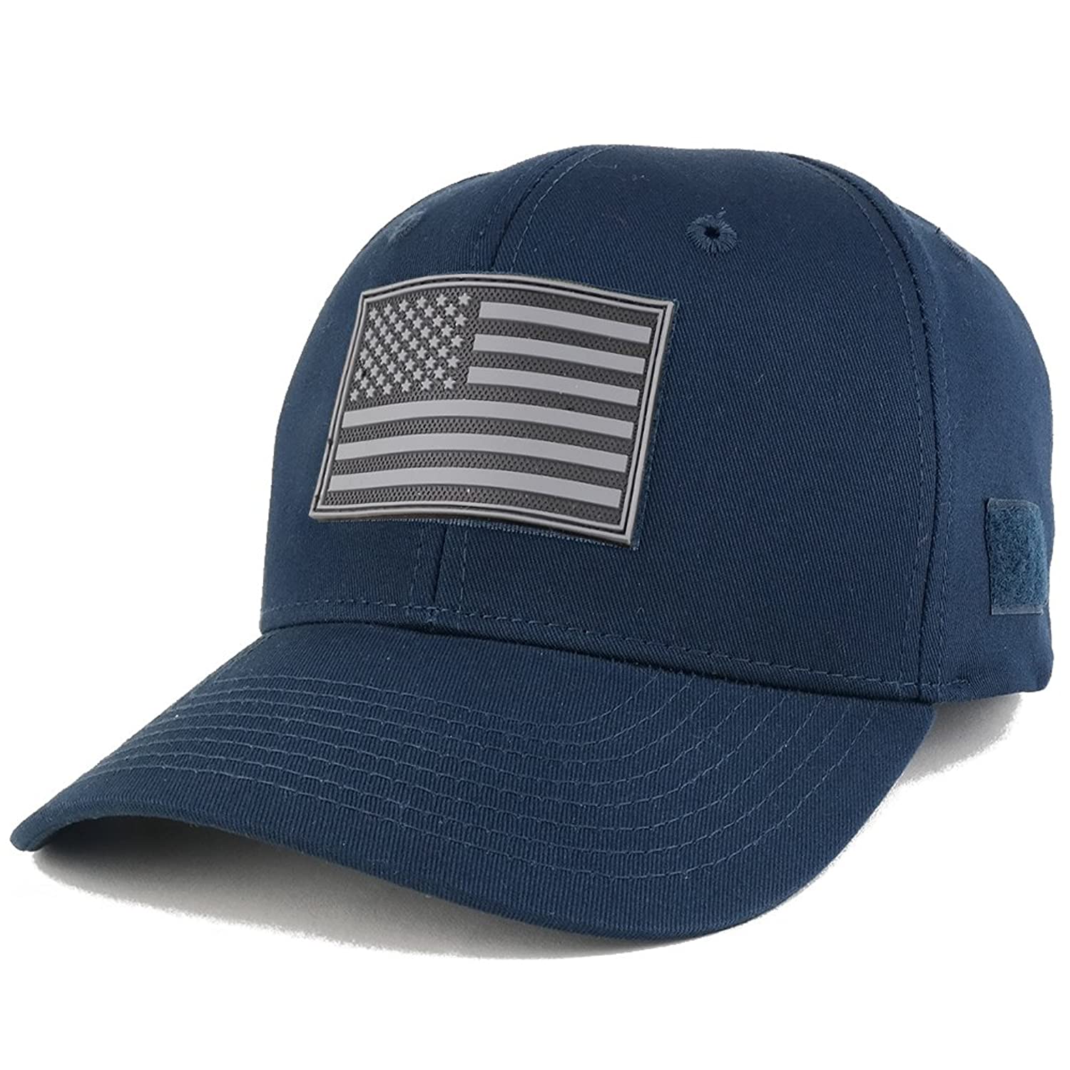 Armycrew USA Patriotic Black 2 American Flag Rubber Tactical Patch Adjustable Structured Operator Cap - ACU