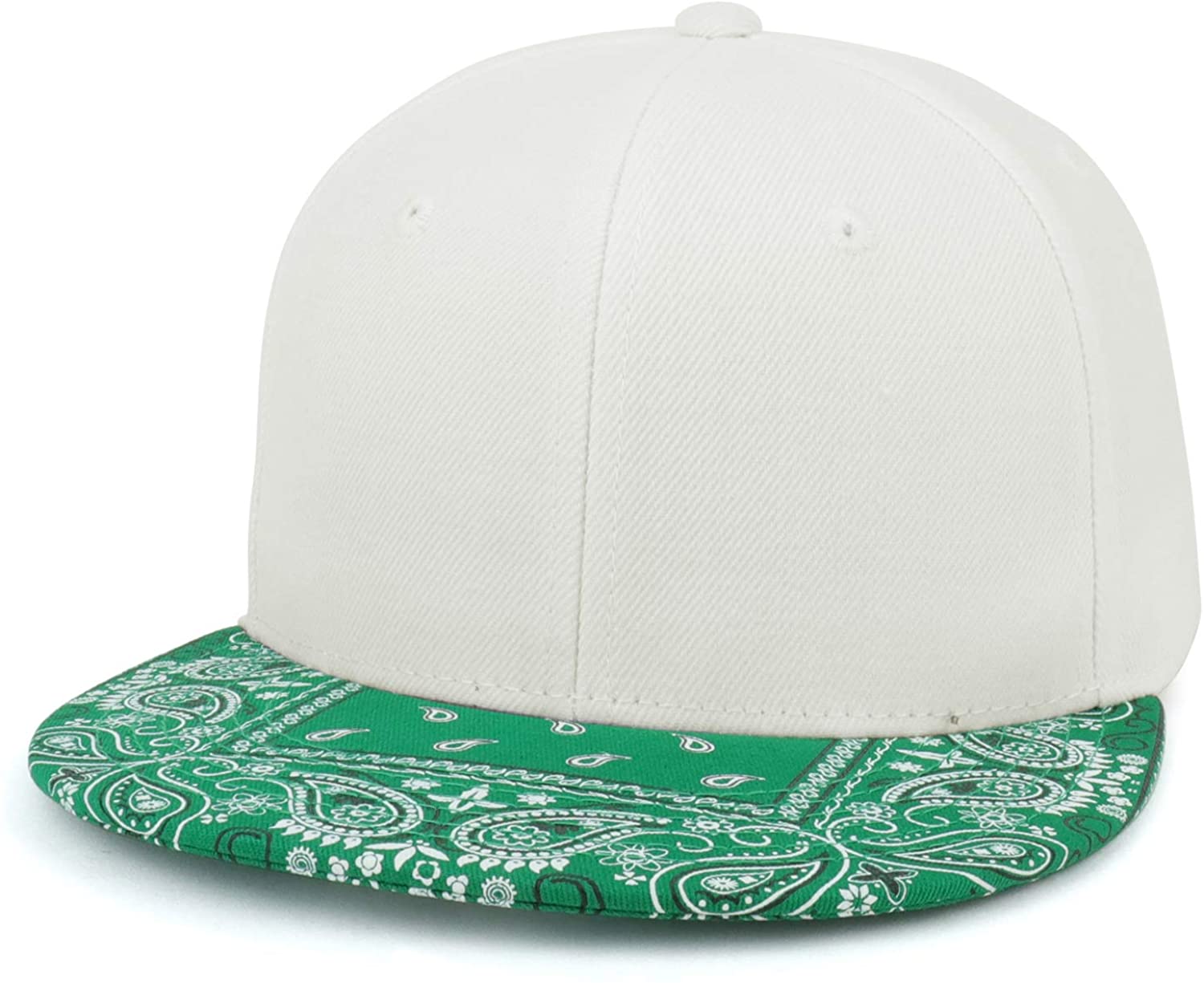 Armycrew Paisley Bandana Print Flat Bill Snapback Cap