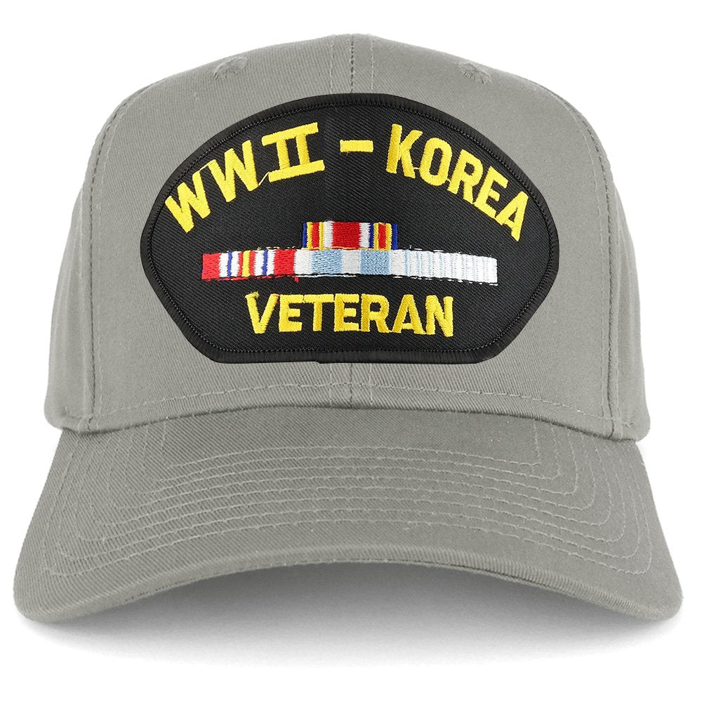 Armycrew WW2 to Korea Veteran Embroidered Patch Snapback Baseball Cap