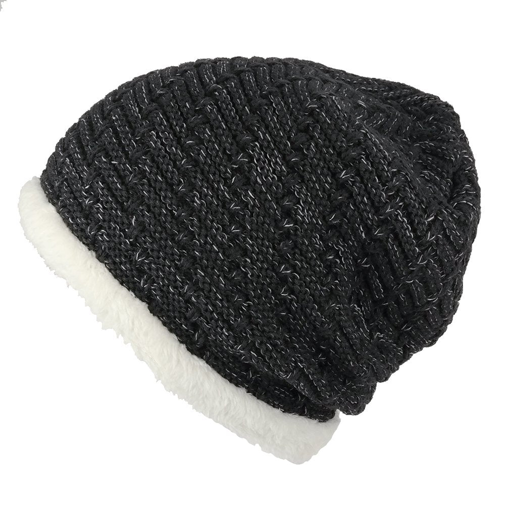 Armycrew Two Tone Faux Fur Cable Knit Winter Beanie Hat