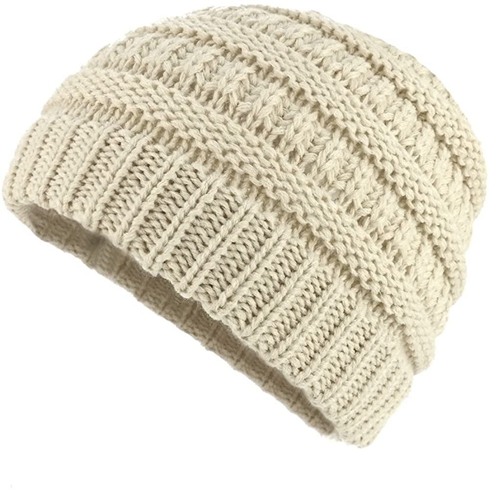 Armycrew Kids Solid Ribbed Knit Warm Beanie Hat - Beige