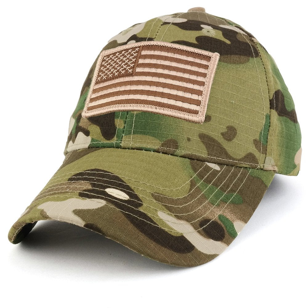 Armycrew USA American Flag Embroidered Desert Tactical Patch with Adjustable Operator Cap