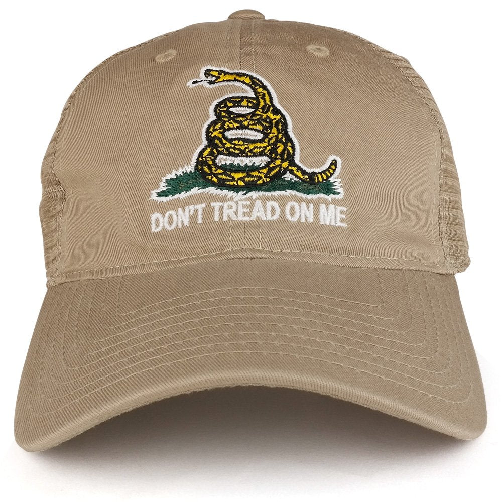 Armycrew Don't Tread On Me Gadsden Flag Embroidered Soft Front Mesh Back Trucker Cap