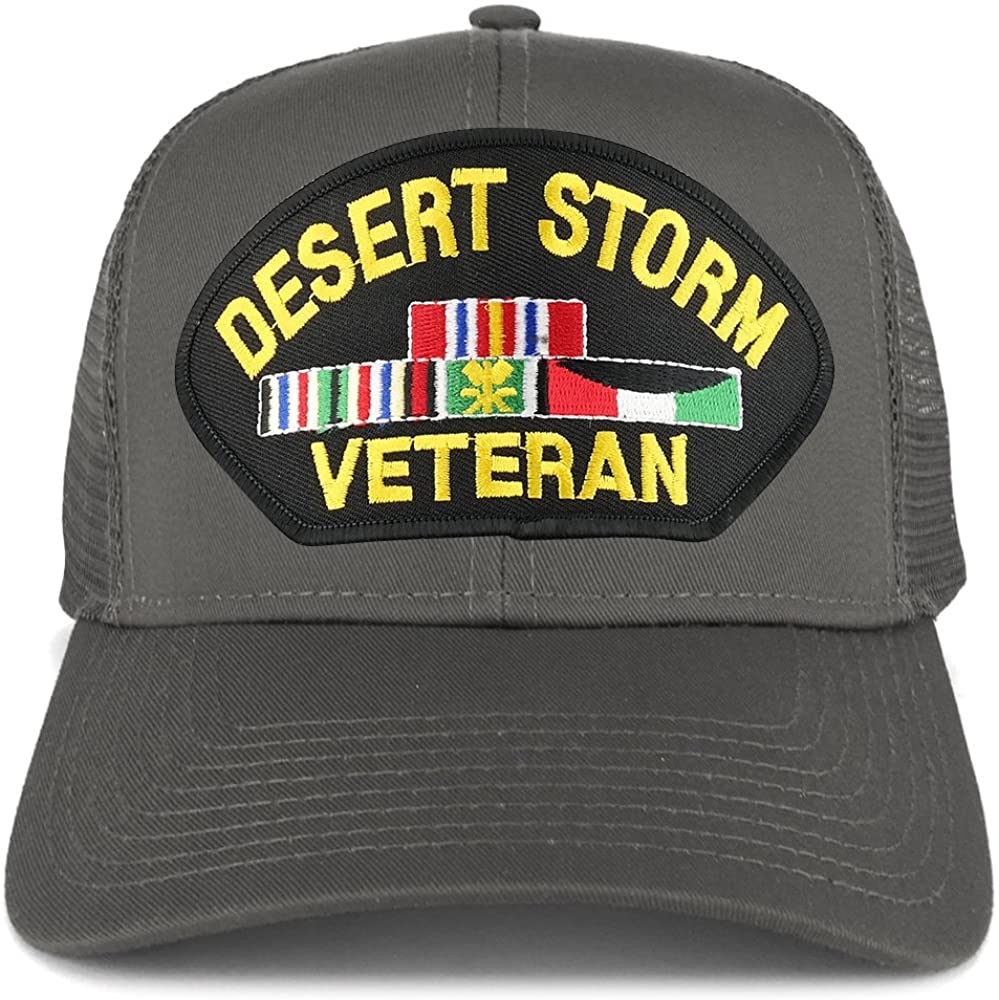 Armycrew XXL Oversize Desert Storm Veteran Large Patch Mesh Back Trucker Cap