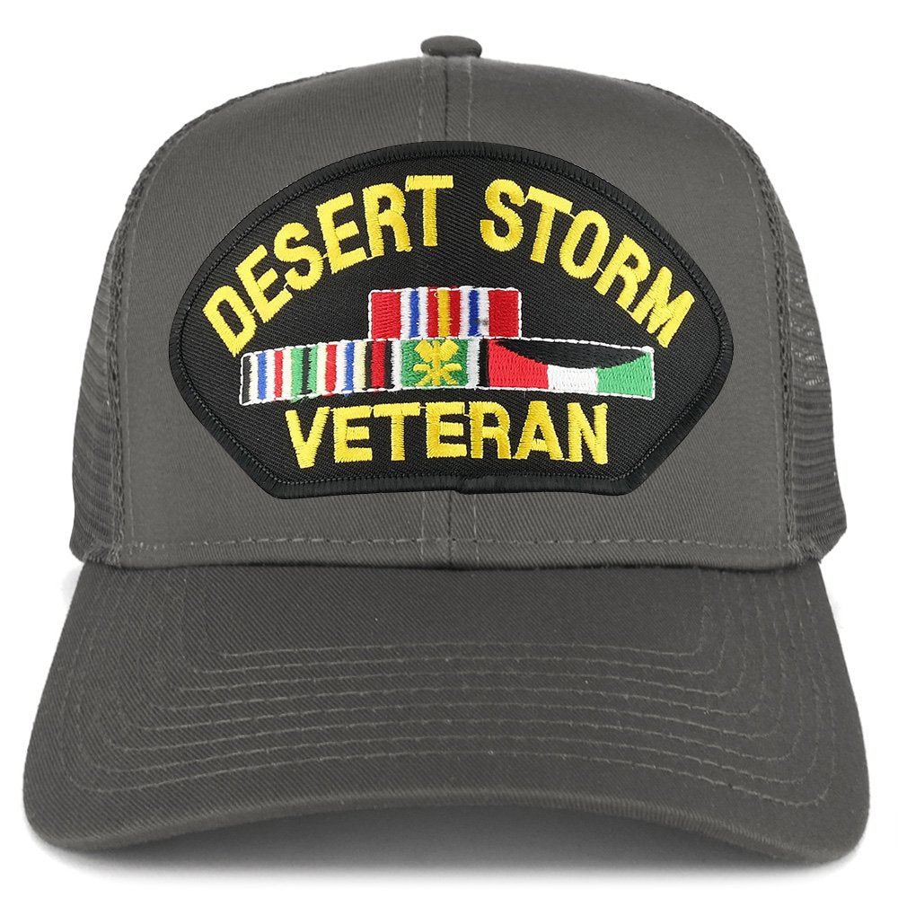 Armycrew Desert Storm Veteran Embroidered Patch Snapback Mesh Trucker Cap