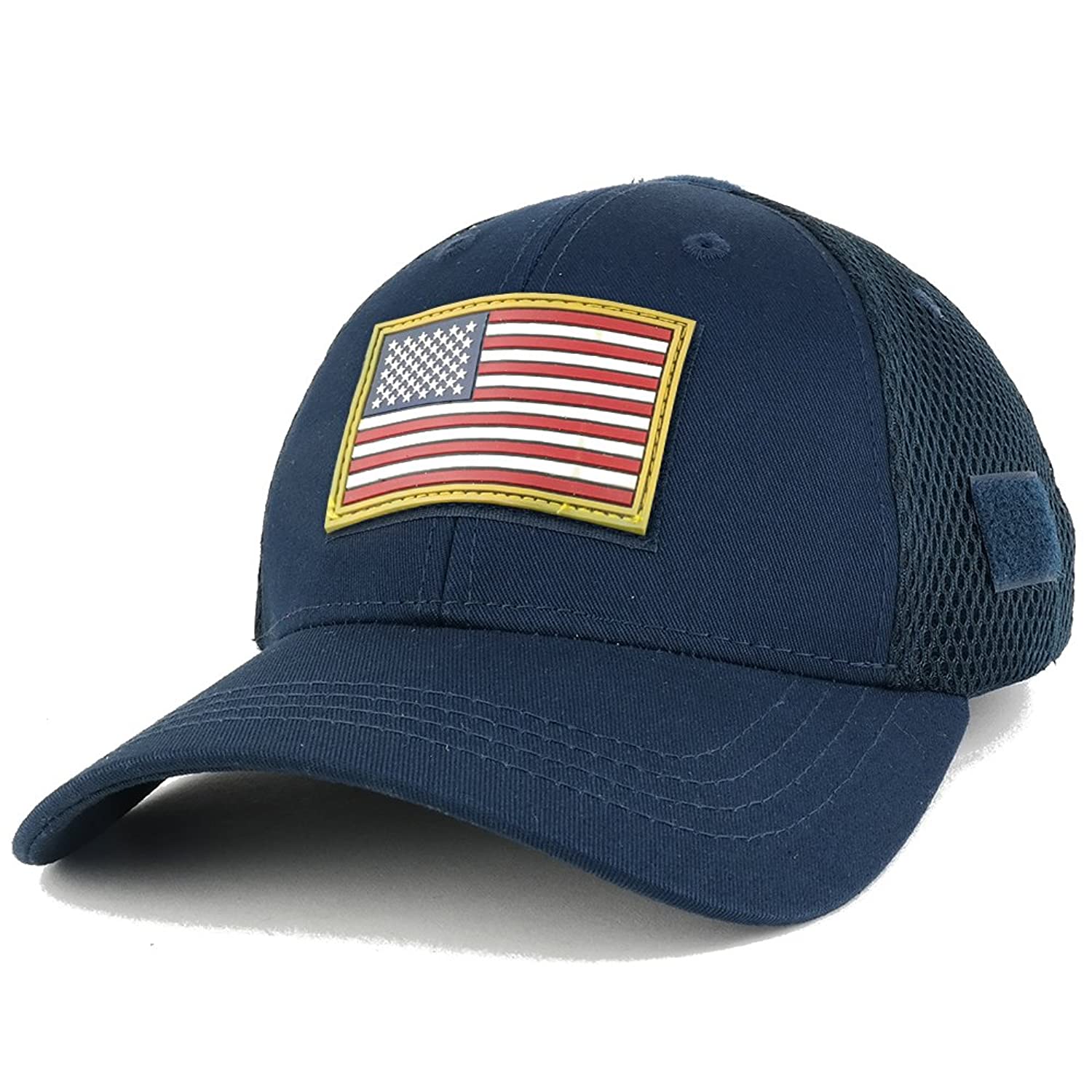 Armycrew USA Gold American 3D Flag Rubber Tactical Patch Low Crown Adjustable Mesh Cap