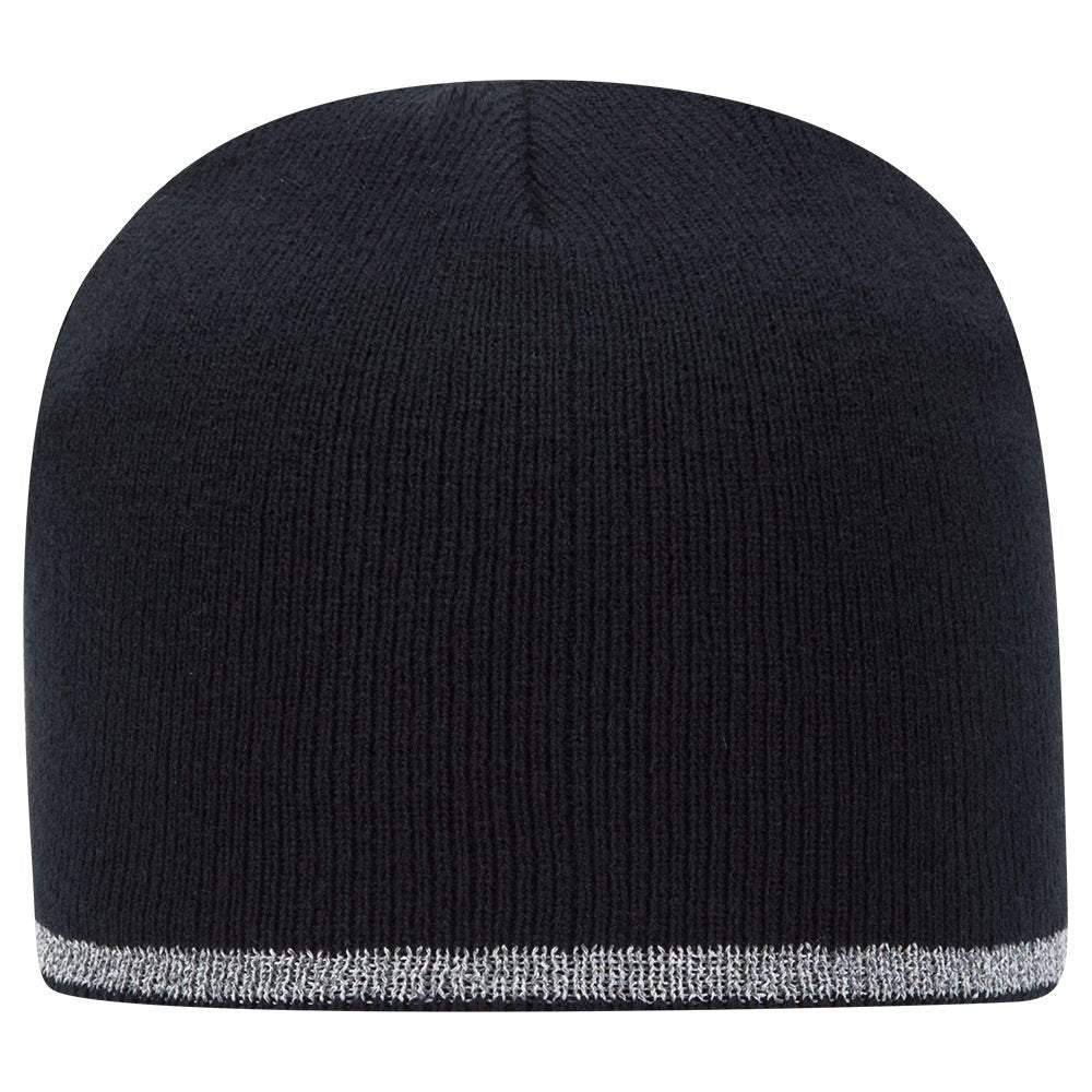 Armycrew 8 Inches Reflective Knit Short Beanie - Black