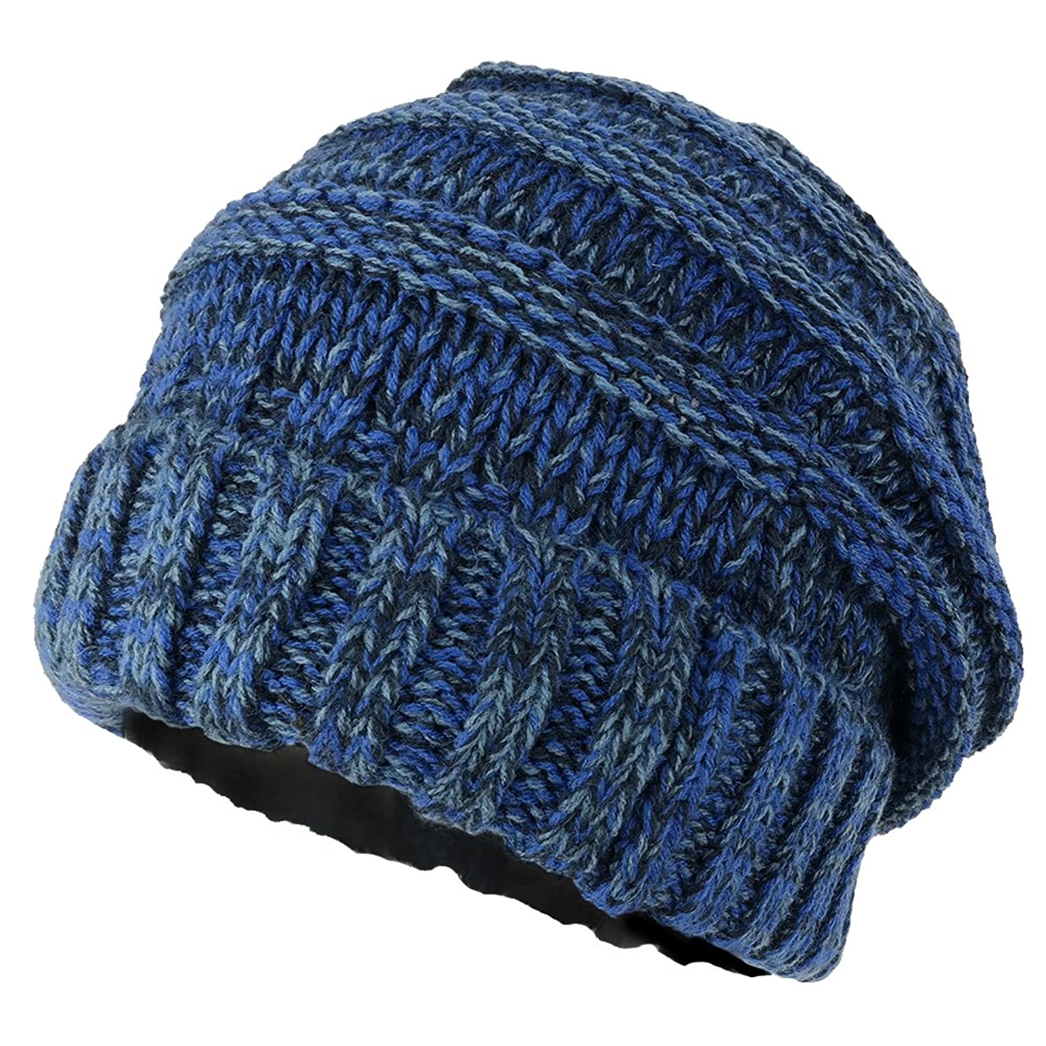 Armycrew Ladies Two Tone Oversized Cable Knit Beanie Hat