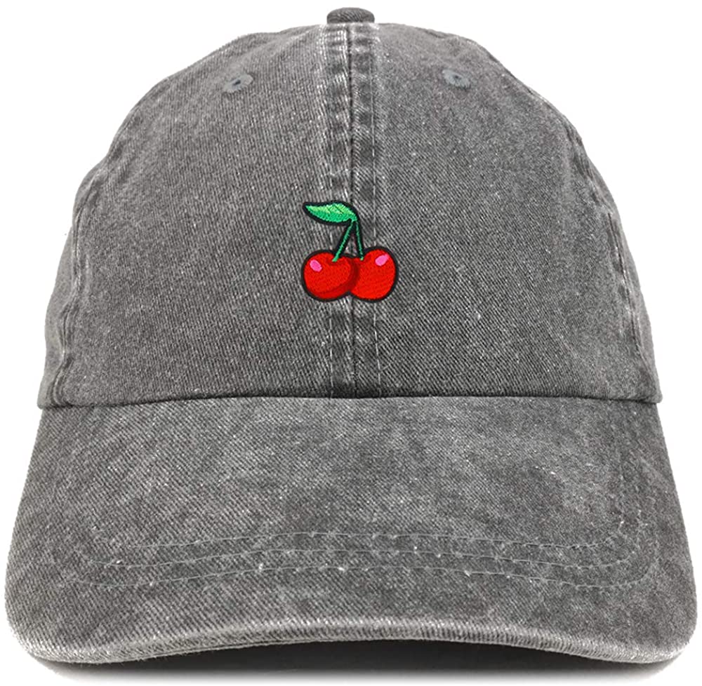 Armycrew Cherry Embroidered Patch Unstructured Cotton Washed Baseball Cap