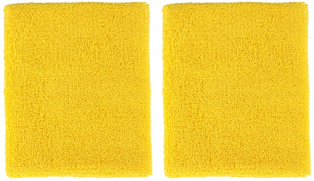 Extra Wide Athletic Soft Terry Cloth Sweat Wrist Band 2pc Set - ORANGE