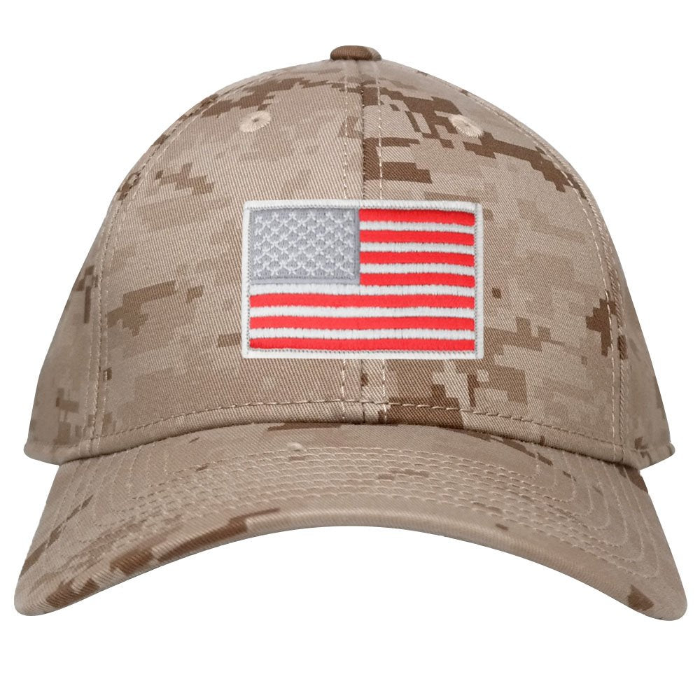 Low Profile US American Flag Patch Camo Cap - DES