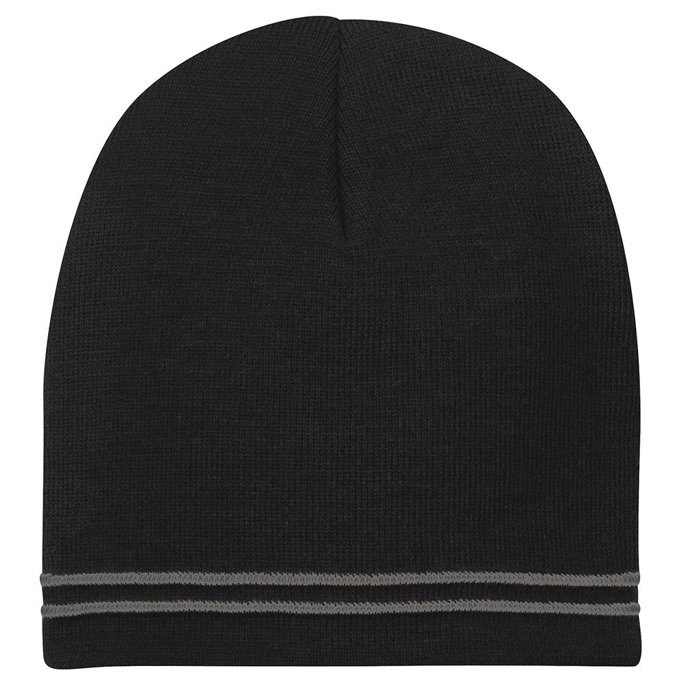 Two Tone Color Winter Short Stripe Beanie Hat