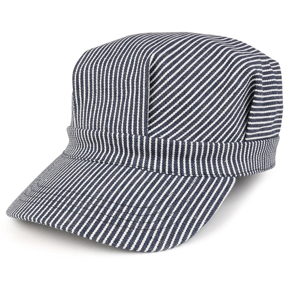 Oversized Men's Classic Denim Stripe Conductor Engineer Cotton Cap