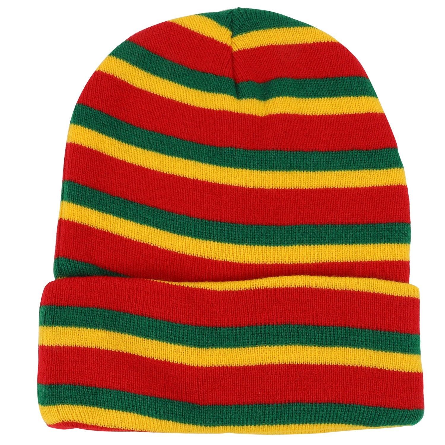 Armycrew Rasta Red Green Yellow Multi Colored Cuff Long Beanie Hat