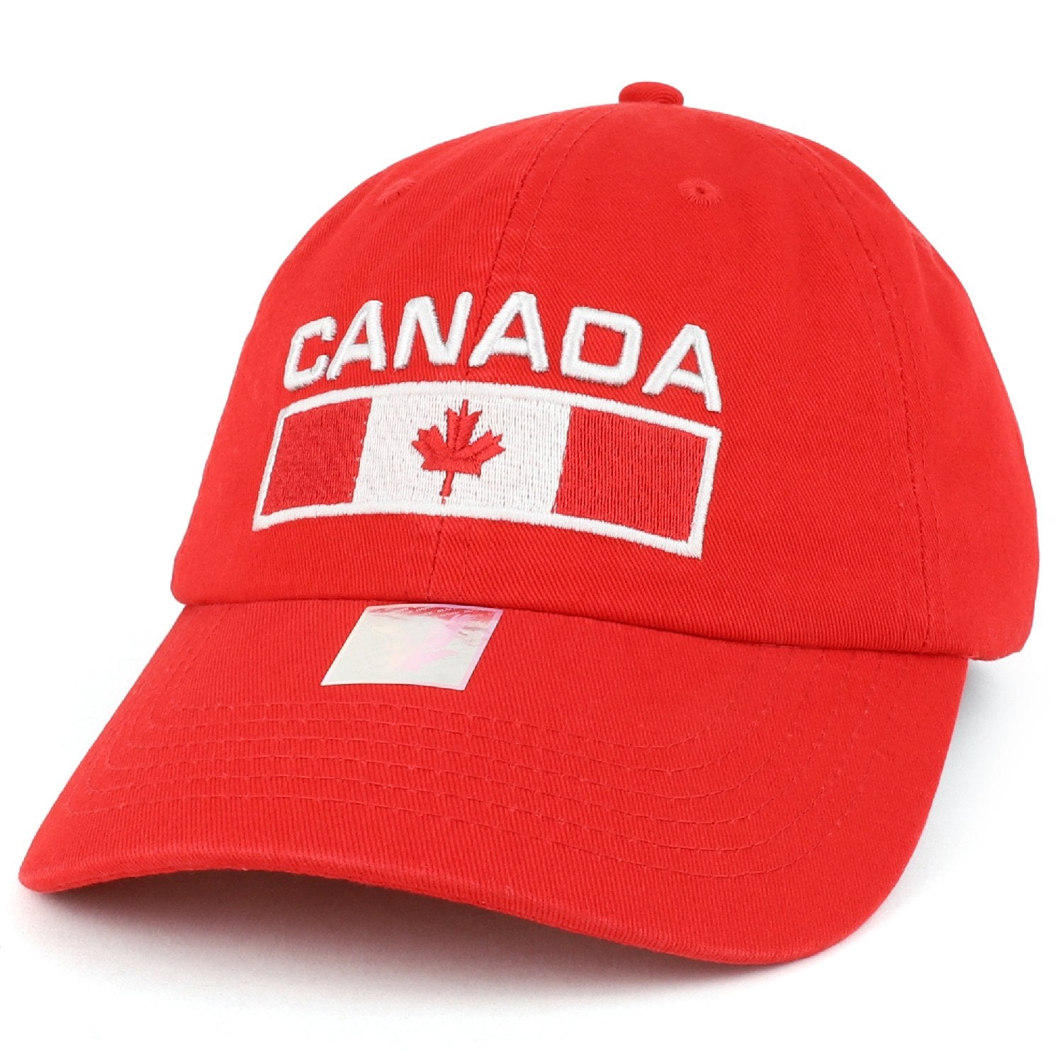 Armycrew Canada Text and Flag Embroidered Cotton Soft Crown Dad Hat