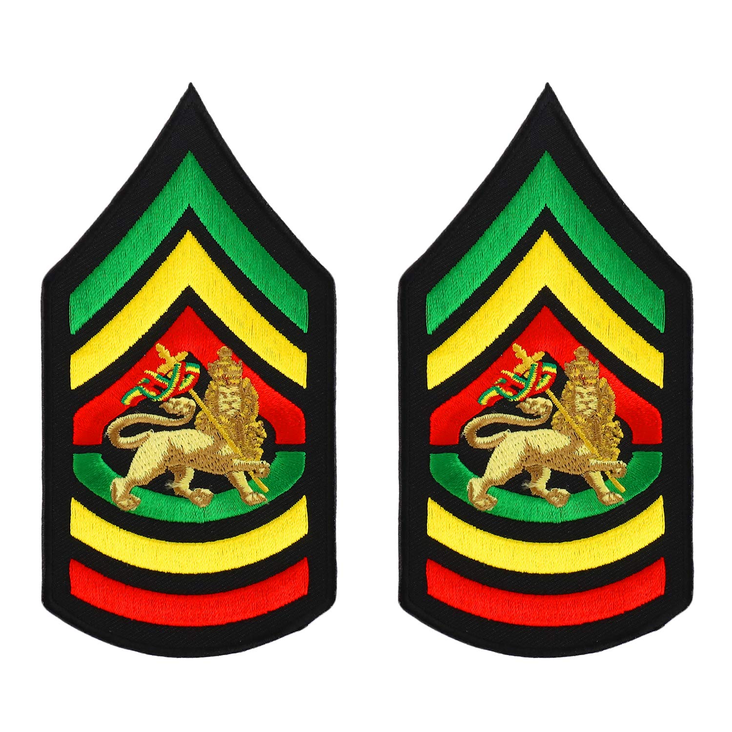 Armycrew Sergeant Military RGY Rasta and Embroidered Iron on Patch 2 Pack - Leaf