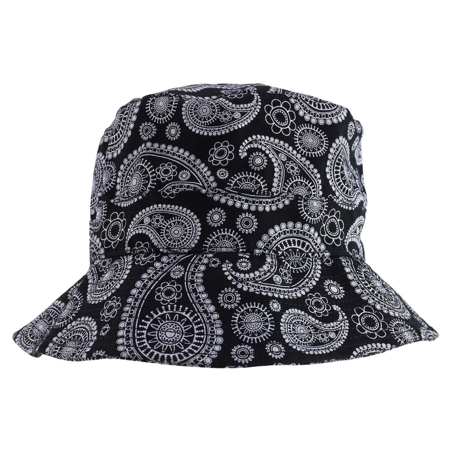 DECKY Paisley Bandana Print 100% Cotton Bucket Hat - Black - L-XL